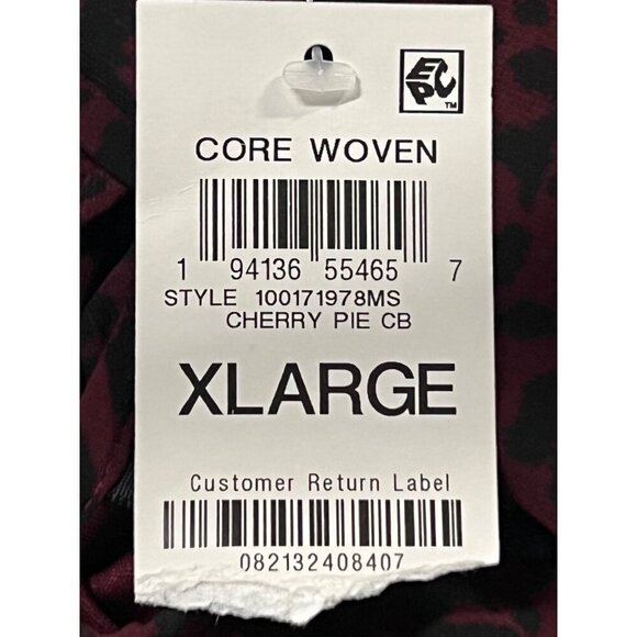 JM Collection Women XL Cherry Pie Red Black Leopard Blouse Long Bell Sleeve New - Picture 7 of 9